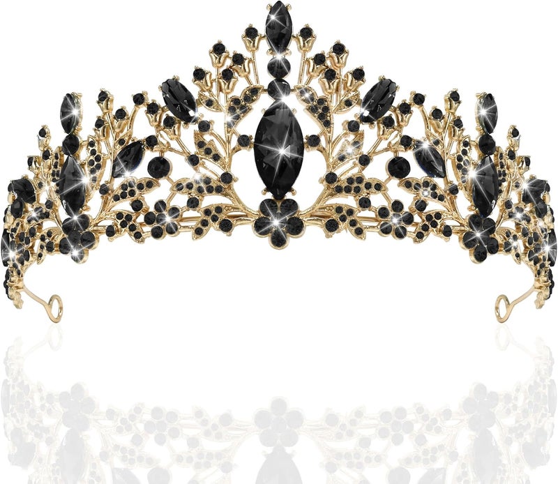 TAROSE Crowns for Women, Queen Crystal Gold Silver Tiaras with White Rhinestone and Combs, Goddess Crown for Wedding Bride Birthday Princess Bridal Shower Hair Accessories for Women - Image 1